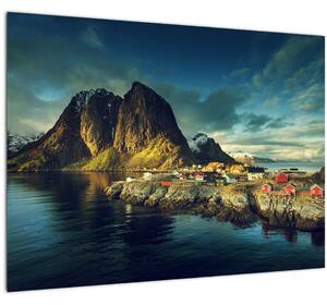 Egy halászati falu képe Norvégiában (70x50 cm)