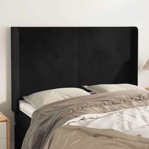 VidaXL Fekete Bársony Ágyfejtámla Szárnyakkal - 147x16x118/128 cm