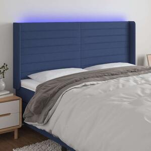 VidaXL LED-es Ágyfejtámla - Kék Szövet - 163x16x118/128cm