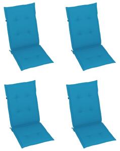 VidaXL 4 db tömör tíkfa kerti szék kék párnával