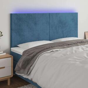 VidaXL LED-es Bársony Ágyfejtámla - Sötétkék - 180x128cm