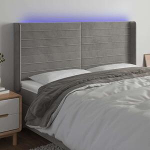 VidaXL világosszürke bársony LED-es fejtámla 203x16x118/128 cm