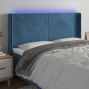 VidaXL sötétkék bársony LED-es fejtámla 163x16x118/128 cm