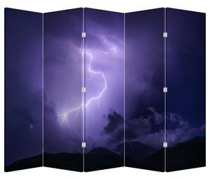 Paraván - Lila égbolt és villám (225x180 cm)