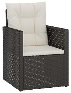 VidaXL 3 részes fekete polyrattan kültéri ülőgarnitúra párnákkal