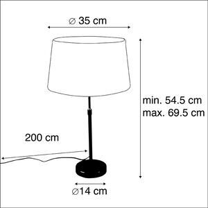 Asztali lámpa fekete, vászon árnyalatú fehér 35 cm állítható - Parte