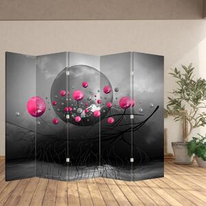 Paraván - Rózsaszín absztrakt gömbök (210x170 cm)