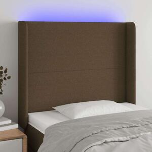 VidaXL LED Ágyfejtámla - Sötétbarna Szövet - 93x16x118/128cm