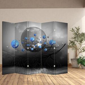 Paraván - Kék absztrakt gömbök (210x170 cm)