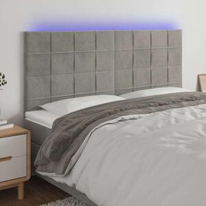 VidaXL világosszürke bársony LED-es fejtámla 160x5x118/128 cm