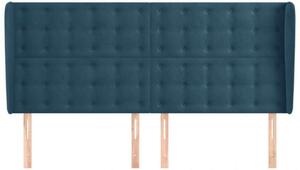VidaXL Bársony Fejtámla Szárnyakkal - Sötétkék - 183x23x118/128 cm