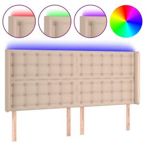 VidaXL cappuccino műbőr LED-es fejtámla 183x16x118/128 cm