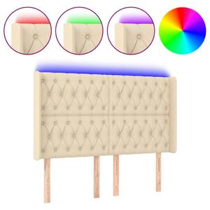 VidaXL krémszínű szövet LED-es fejtámla 147x16x118/128 cm