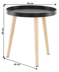 SANSE TYP 2 fekete kisasztal natúr lábakkal