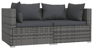VidaXL 3 részes szürke polyrattan kerti ülőgarnitúra párnákkal