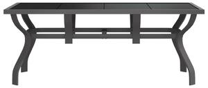 VidaXL szürke és fekete acél és üveg kerti asztal 180 x 80 x 70 cm