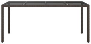 VidaXL barna polyrattan és edzett üveg kerti asztal 190 x 90 x 75 cm