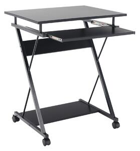 KONDELA Mozgatható számítógépasztal/Gamer asztal kerekekkel, fekete, TARAK