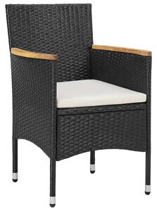 VidaXL 3 részes fekete polyrattan kerti étkezőgarnitúra