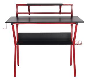 KONDELA Számítógépasztal/Gamer asztal, piros/fekete, TABER
