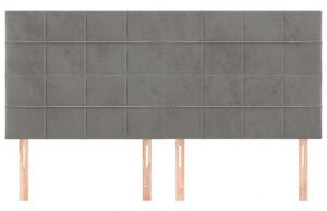 VidaXL Ágyfejtámla - Bársony - Világosszürke - 4 db - 80x5x78/88cm