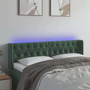 VidaXL sötétzöld bársony LED-es fejtámla 163 x 16 x 78/88 cm