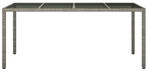 VidaXL szürke polyrattan és edzett üveg kerti asztal 190 x 90 x 75 cm