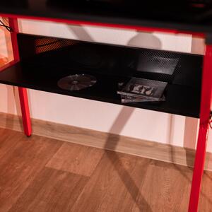 KONDELA Számítógépasztal/Gamer asztal, piros/fekete, TABER