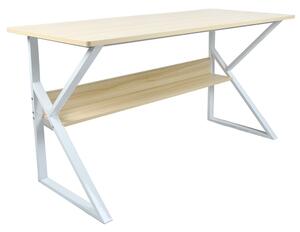 KONDELA Polcos íróasztal, természetes tölgyfa/fehér, TARCAL 100