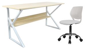 KONDELA Polcos íróasztal, természetes tölgyfa/fehér, TARCAL 100