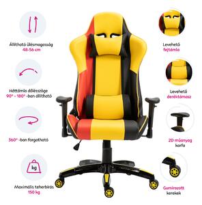 KONDELA Irodai/gamer szék, sárga/fekete/narancssárga, SOLERO