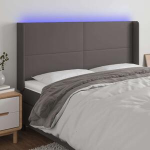 VidaXL LED-es Ágyfejtámla - Szürke Műbőr - 203cm