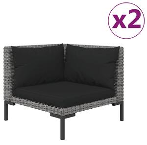 VidaXL 3 részes sötétszürke félkör alakú polirattan kerti ülőgarnitúra