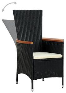 VidaXL 7 részes fekete kültéri polyrattan és akácfa étkezőszett
