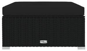 VidaXL fekete polyrattan kerti lábtartó párnával 70 x 70 x 30 cm