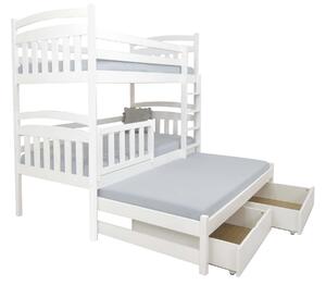 FA PETRA 1 emeletes ágy pótággyal 90x200 - fehér