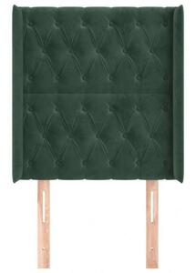 VidaXL sötétzöld bársony fejtámla szárnyakkal 83x16x118/128 cm