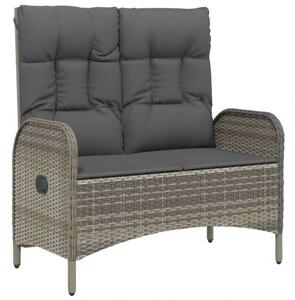 VidaXL 3 részes szürke polyrattan kerti étkezőgarnitúra párnával