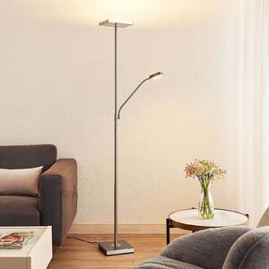 Lindby LED álló világítás Sumani, szögletes, nikkel, magasság 180 cm, dimmelhető, Alu / szürke / cink, Nappali / Étkező, fém, Modern