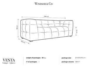 Vesta bézs bársony kanapé, 208 cm - Windsor & Co Sofas