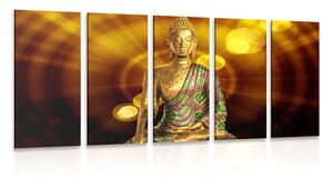 5-részes kép Buddha szobor absztrakt háttéren
