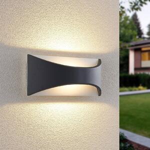 Lindby LED fali lámpa Mathea, 30 cm, antracit, alumínium, IP65, Fekete, Alumínium, Modern