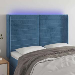 VidaXL sötétkék bársony LED-es fejtámla 147x16x118/128 cm
