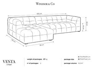 Vesta szürke bársony kanapé, bal oldali - Windsor & Co Sofas