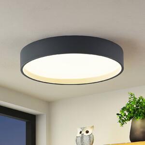 Lindby LED mennyezeti lámpa Todor, 50 cm, antracit, CCT, fa, dimmelhető, Fekete, Nappali / Étkező, Műanyag, Modern