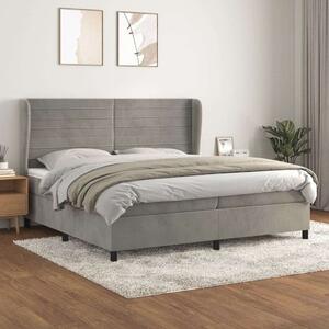 VidaXL világosszürke bársony rugós ágy matraccal 200x200 cm