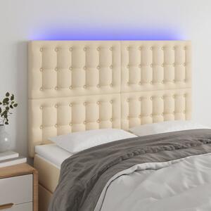 VidaXL LED Ágyfejtámla - Krémszínű Szövet - 144x5x118/128cm
