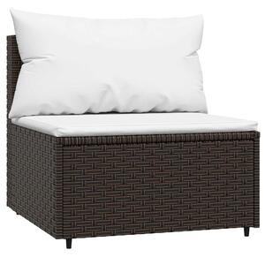 VidaXL 2 db barna polyrattan kerti középső kanapé párnával