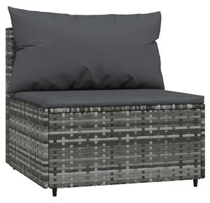 VidaXL 2 db szürke polyrattan kerti középső kanapé párnákkal