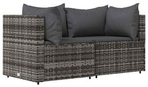 VidaXL 3 részes szürke polyrattan kerti ülőgarnitúra párnákkal